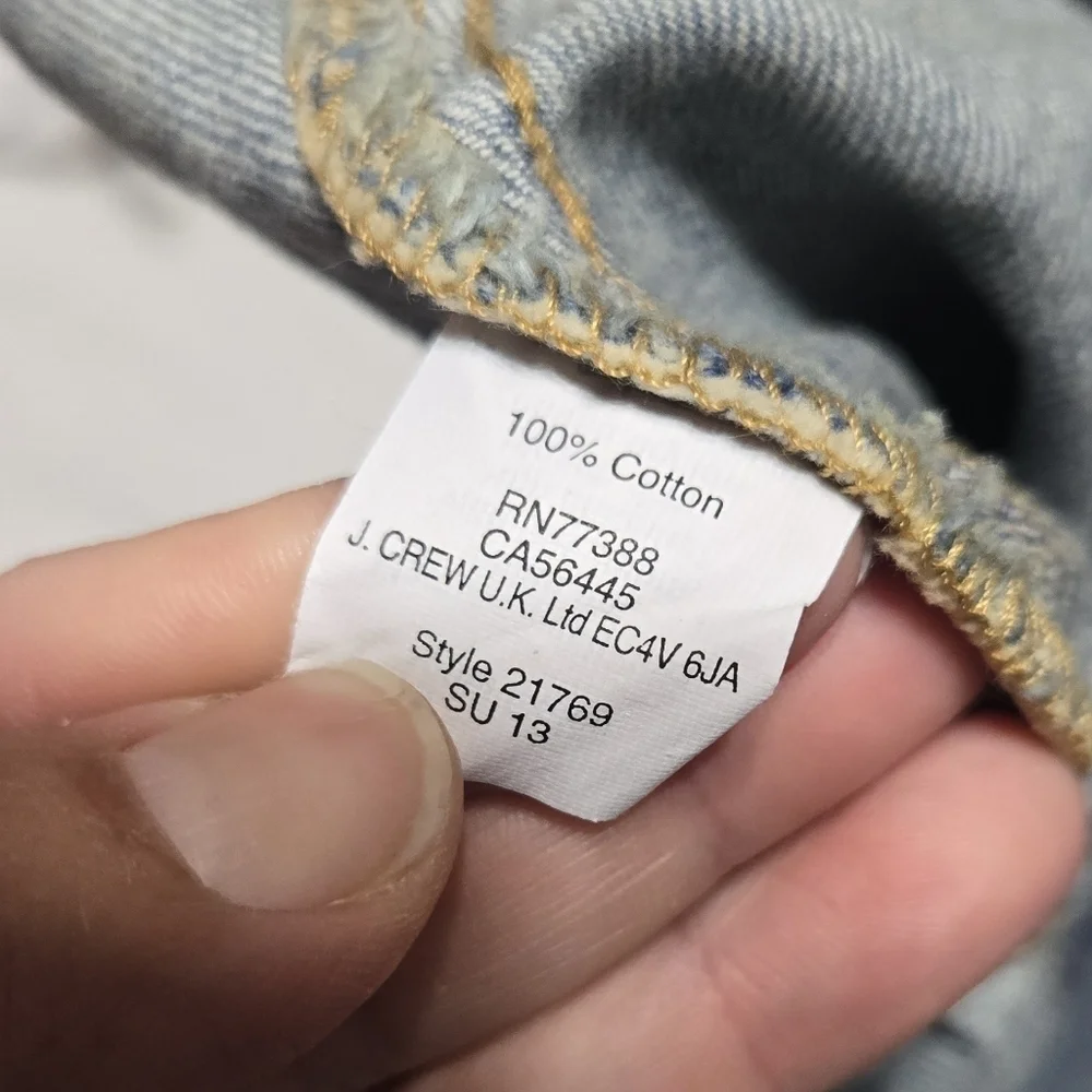 J. Crew Womens Classic Jean Jacket Sz XS Cotton Distressed Denim Blue 21769 - Picture 9 of 10